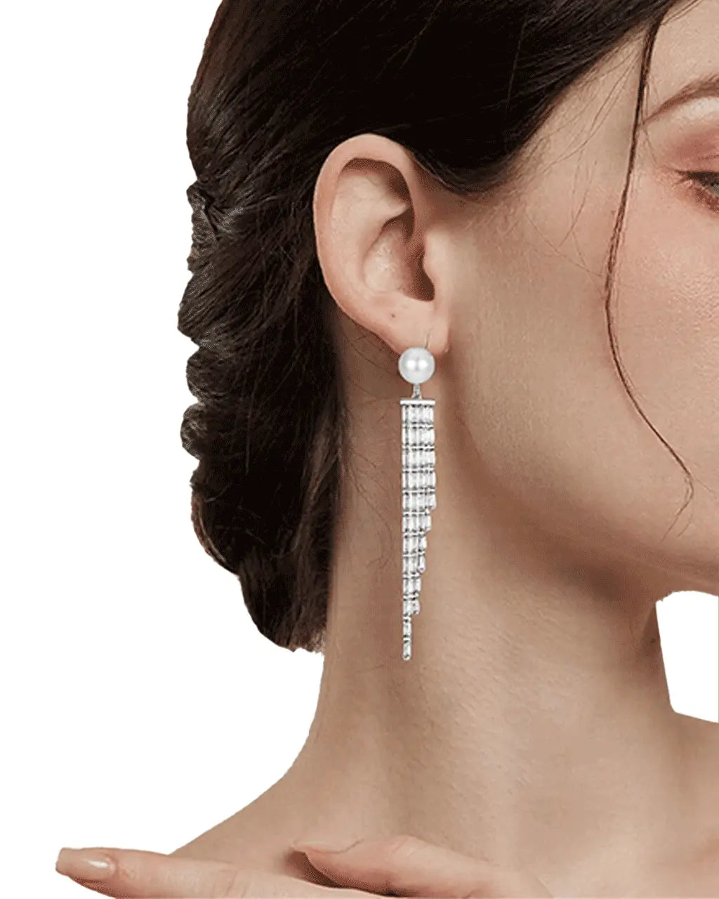 Celestial Trail - Crystal & Pearl Shooting Star Earrings Amora