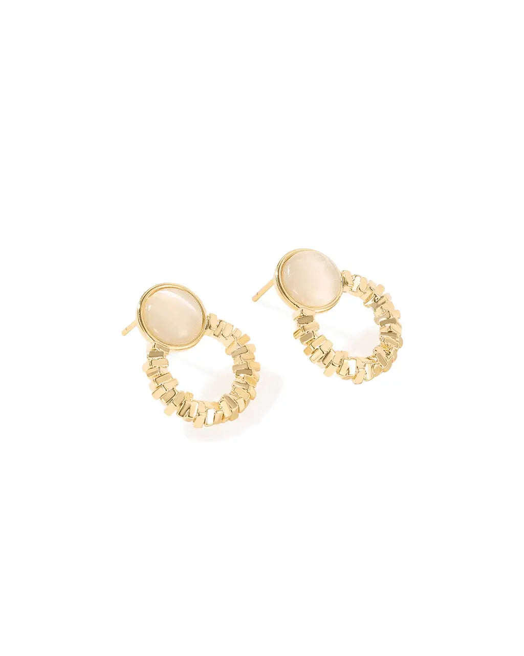 Radiant Eclipse - Gold & Moonstone Hoop Earrings Amora