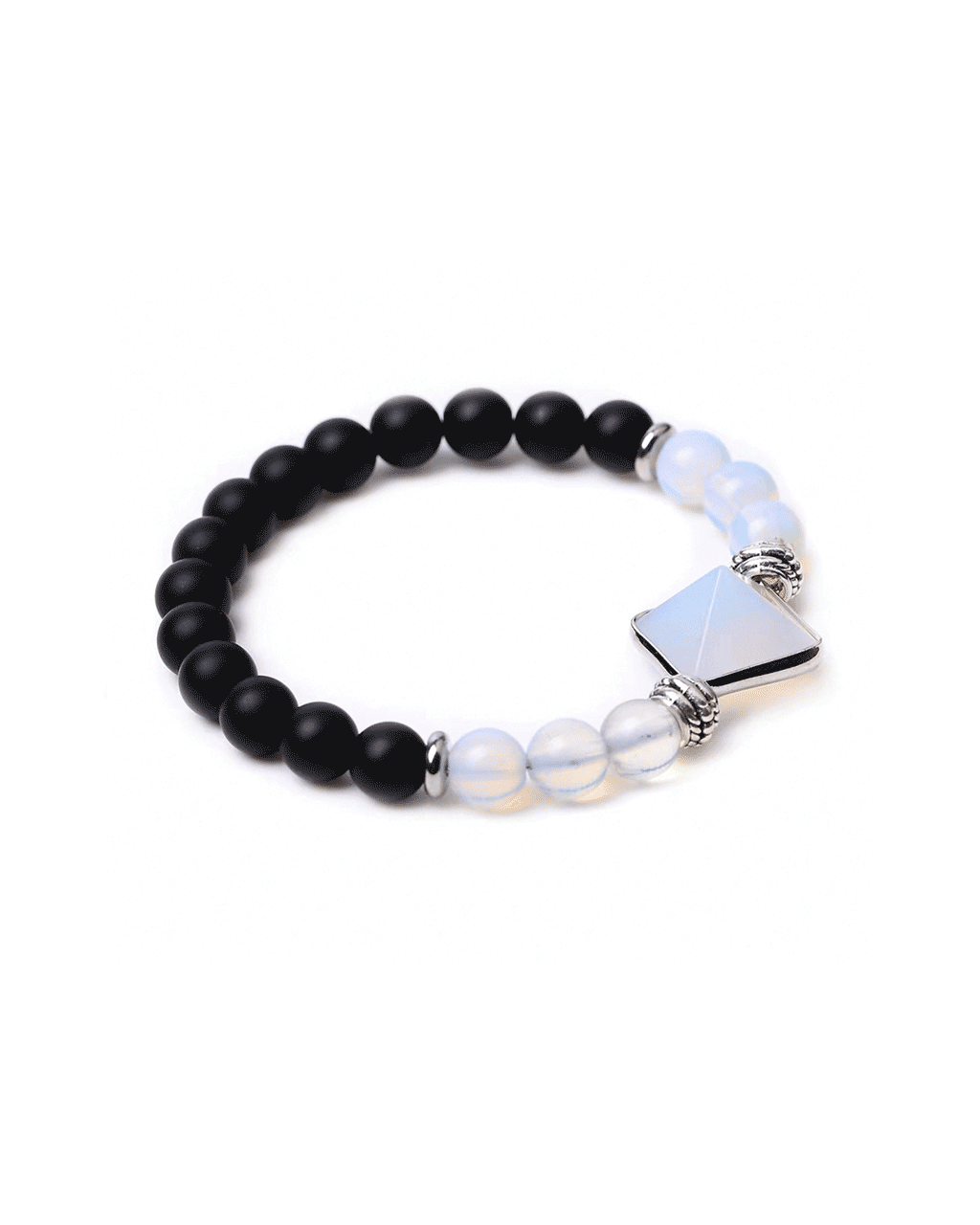 Black onyx and moonstone bracelet for emotional balance.