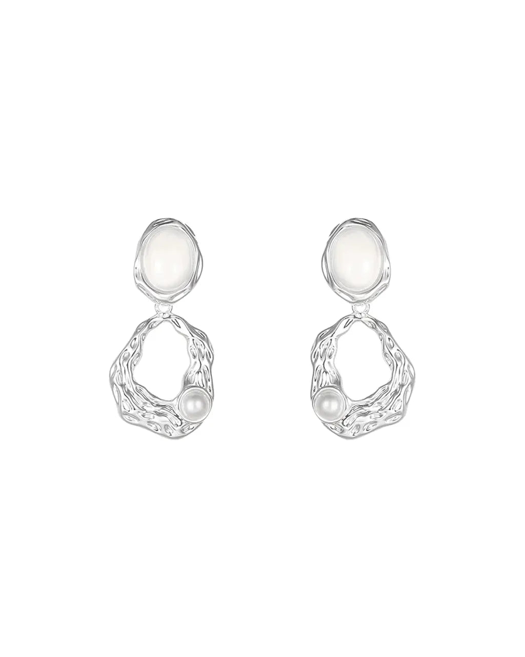 Serenade of the Moon - Silver, Moonstone & Pearl Earrings Amora