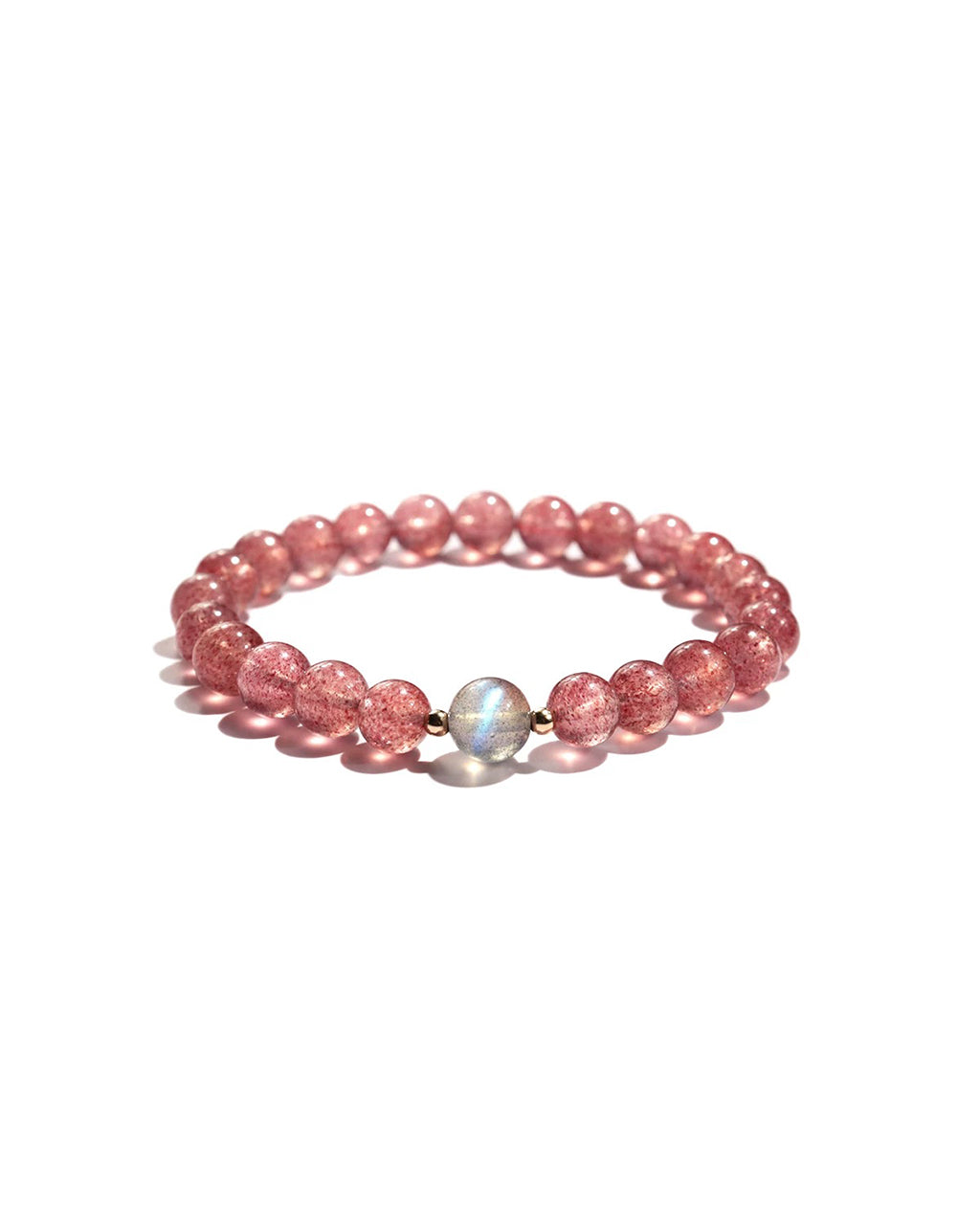Strawberry Quartz and Moonstone Bracelet - Sweet Radiance for Emotional Balance