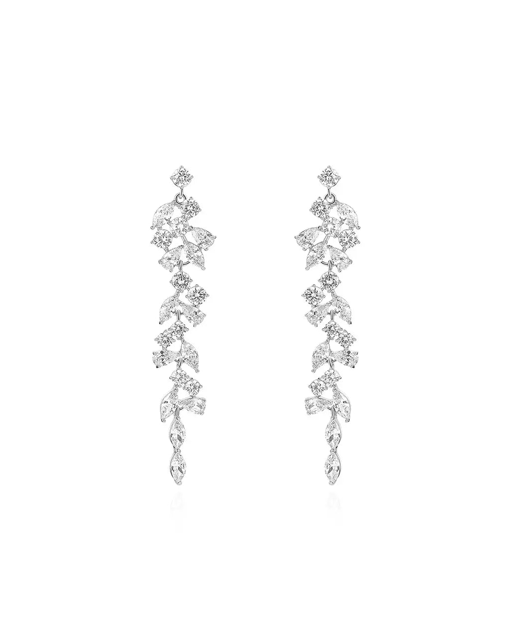 Whispers of the Garden - Diamond & Silver Vine Earring Amora