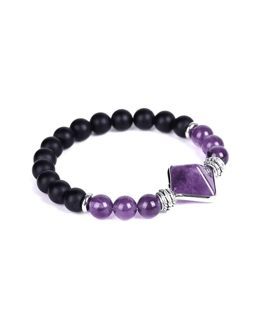 Black Onyx Amethyst Siren Bracelet for Clarity and Calm