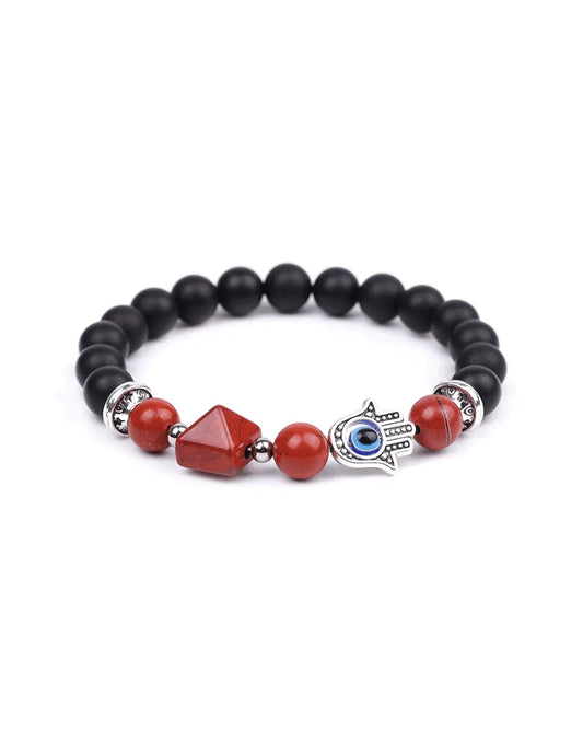 Black Onyx and Red Jasper Bracelet for Strength and Vitality