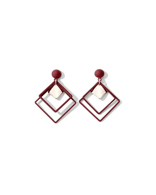 Wheel of Destiny - Geometric Red & Ivory Earrings Amora